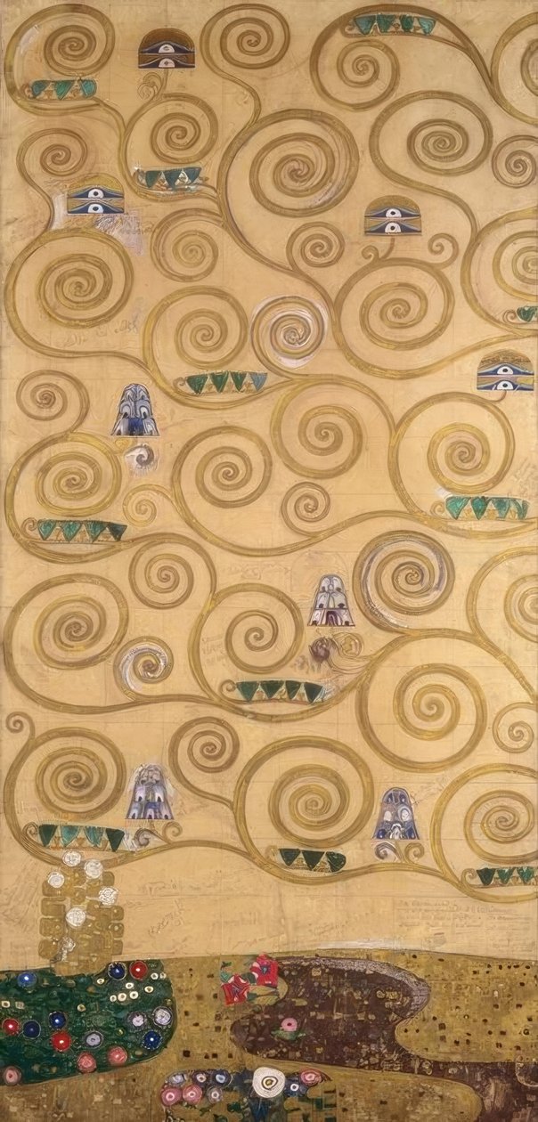 Livets träd (vänster yttre del) av Gustav Klimt