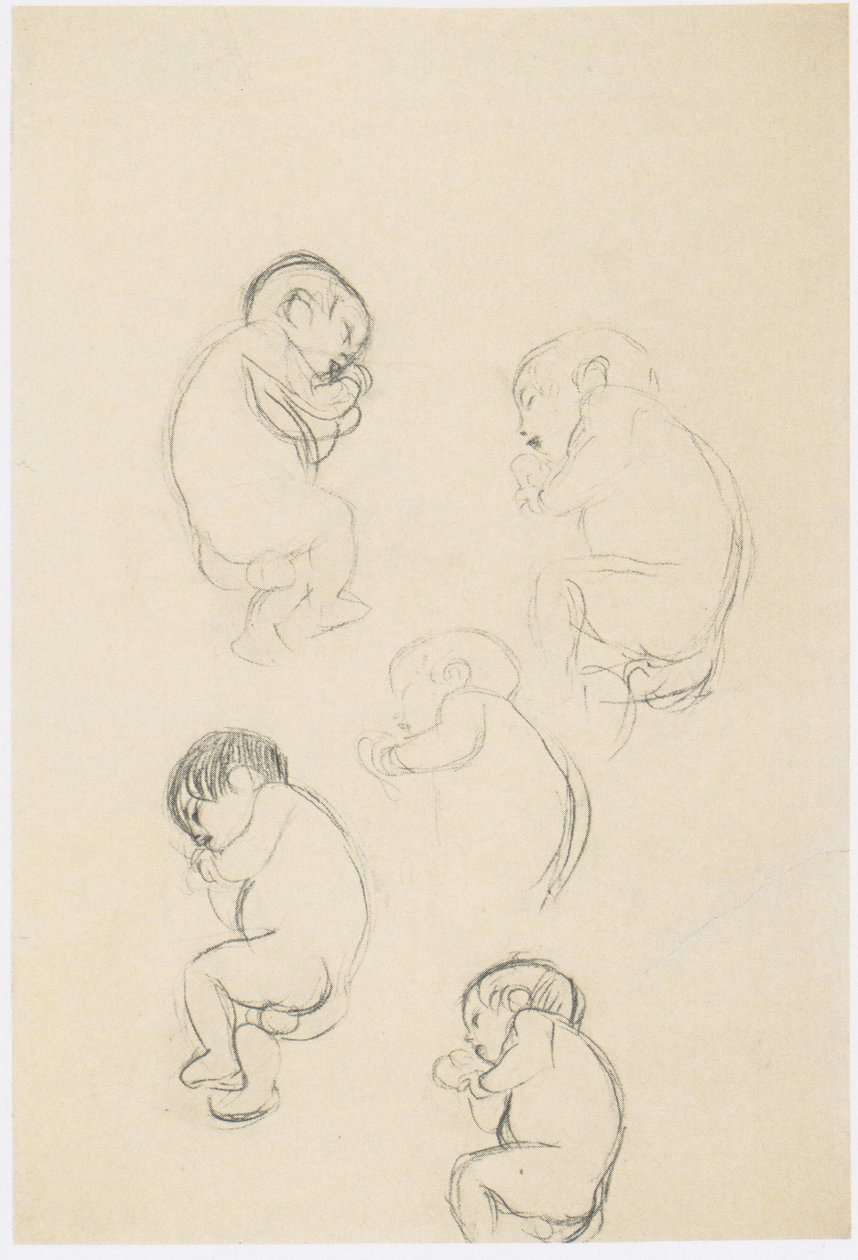 Fem studier av ett sovande barn. Jpeg av Gustav Klimt