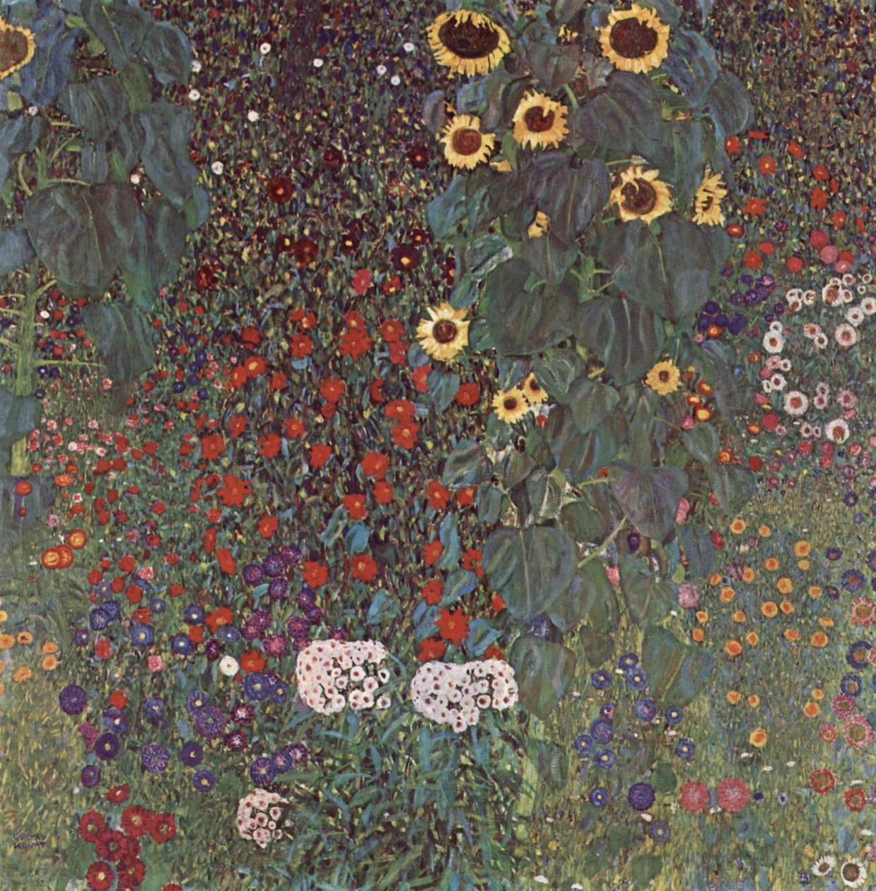 Garten mit Sonnenblumen auf dem Lande av Gustav Klimt