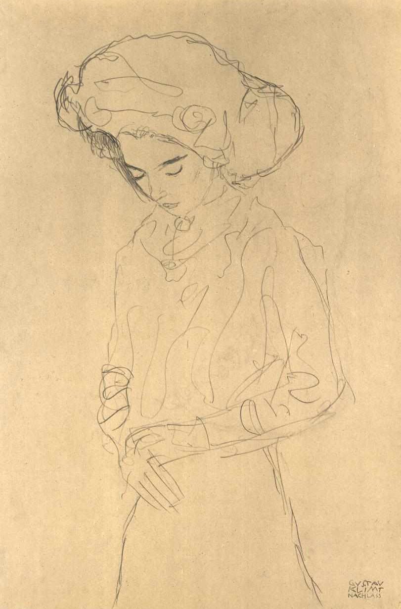 Herabblickendes Mädchen av Gustav Klimt