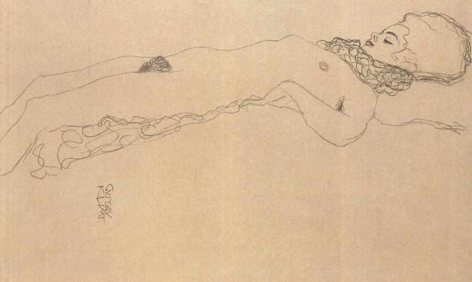 Liegender Akt av Gustav Klimt