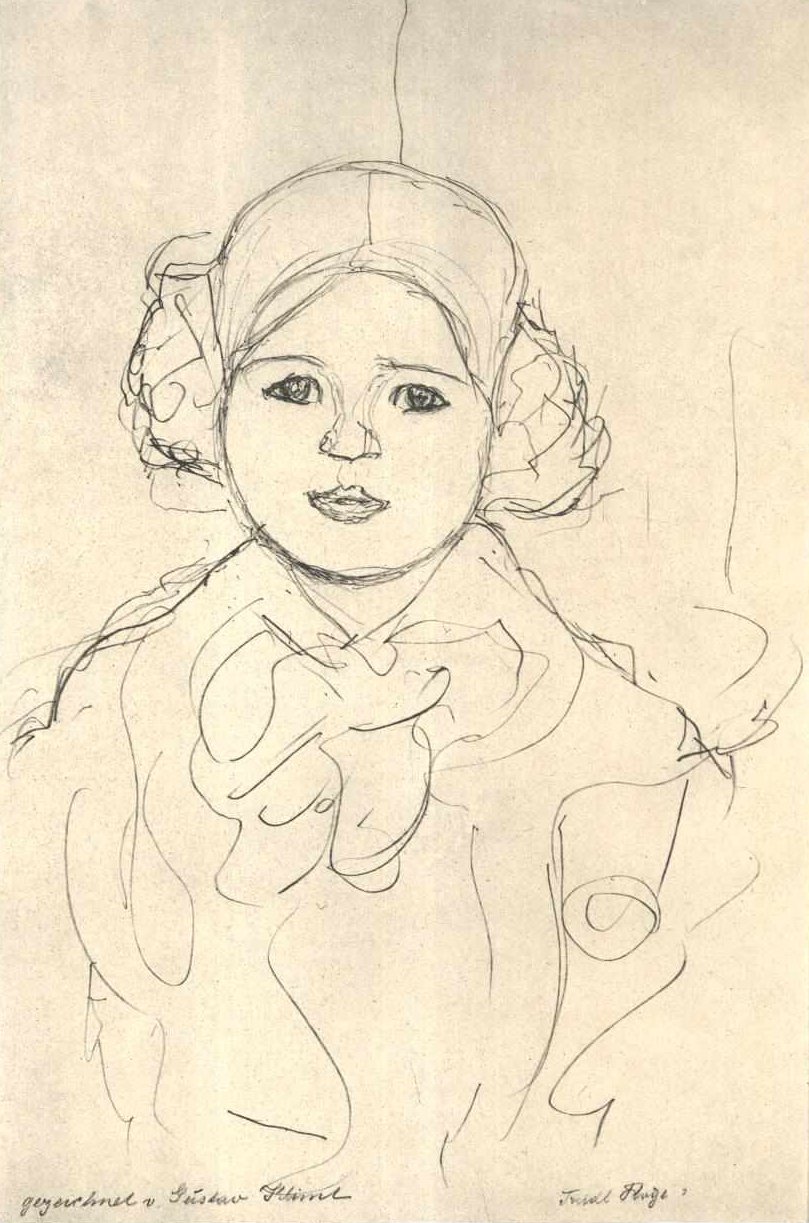 Mädchenstudie von vorne av Gustav Klimt