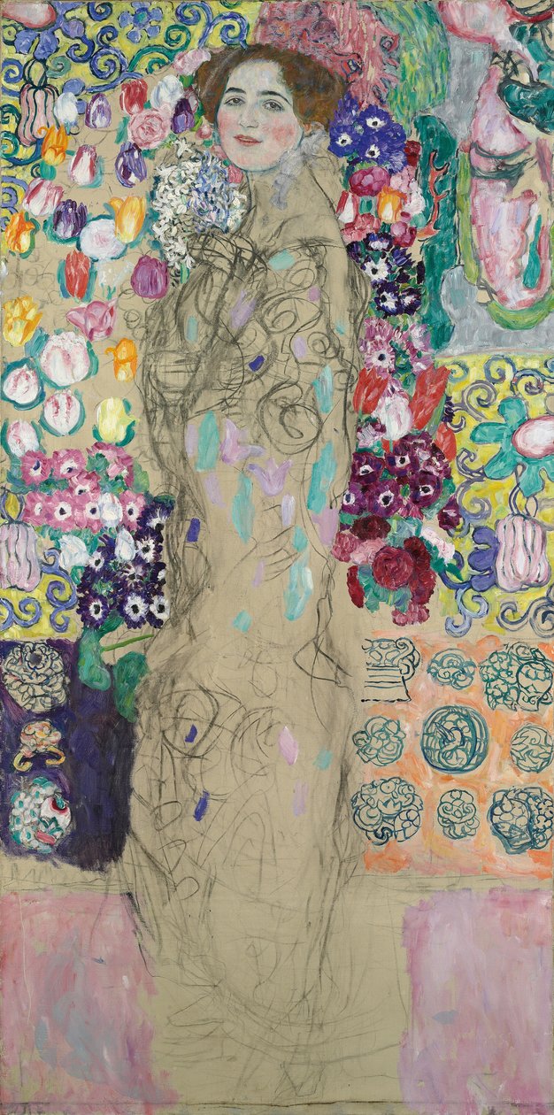 Porträtt av Ria Munk III, (oavslutad 1917-18) av Gustav Klimt