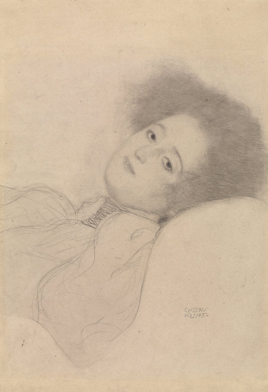 Portrait of a Young Woman Reclining av Gustav Klimt