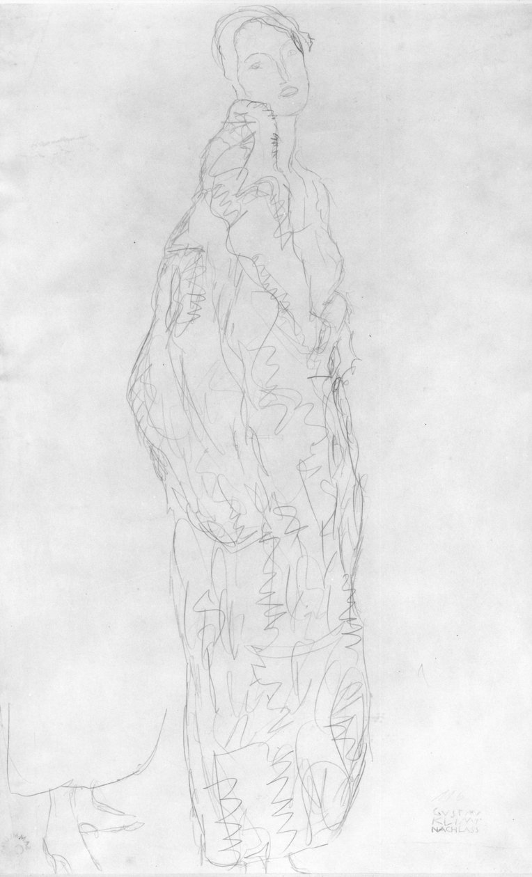 Klädd stående dam, ca 1916 av Gustav Klimt