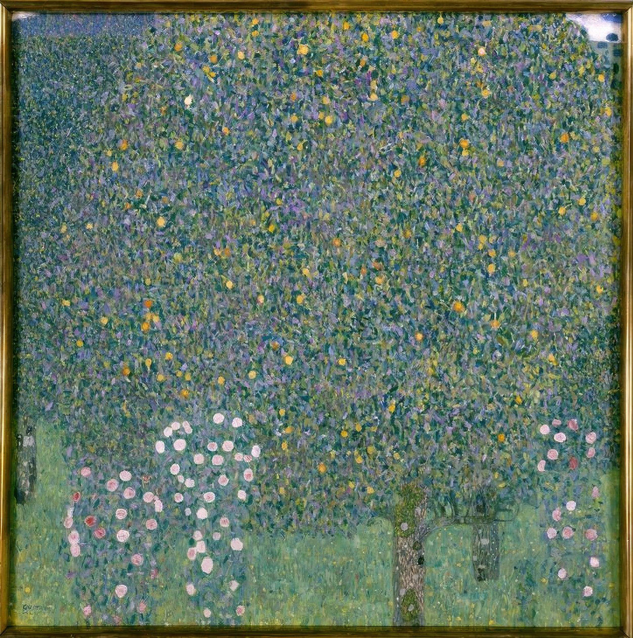 Rosenbuskar under träd av Gustav Klimt