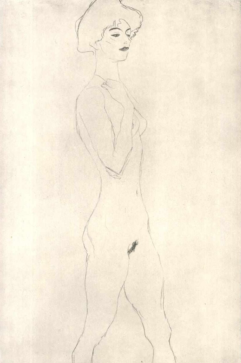 Schreitende mit roten Lippen av Gustav Klimt