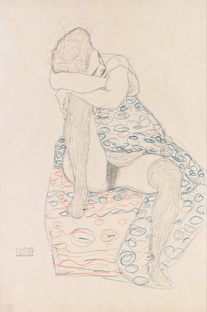 Seated Figure with Gathered up Skirt av Gustav Klimt
