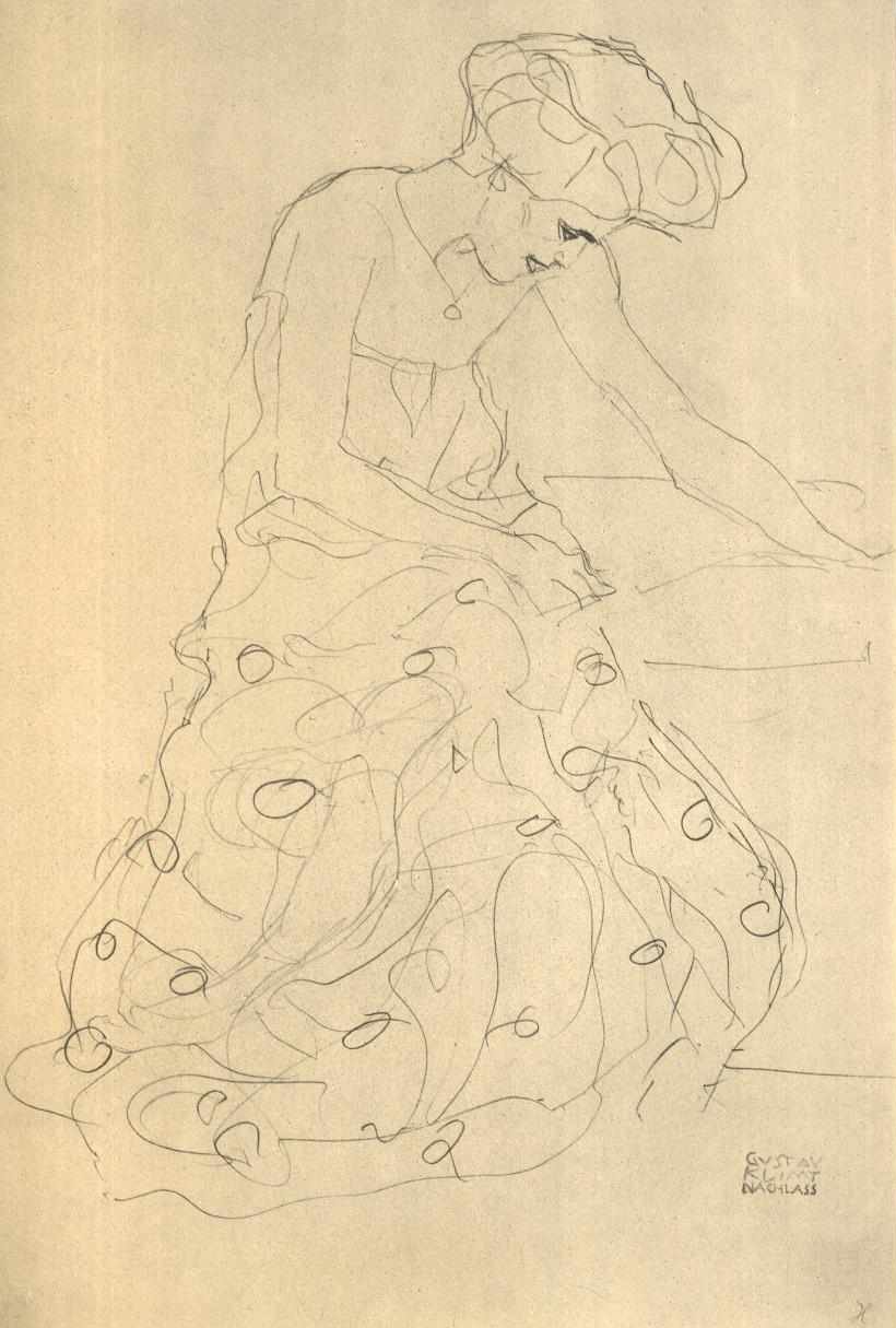 Sitzende nach rechts av Gustav Klimt