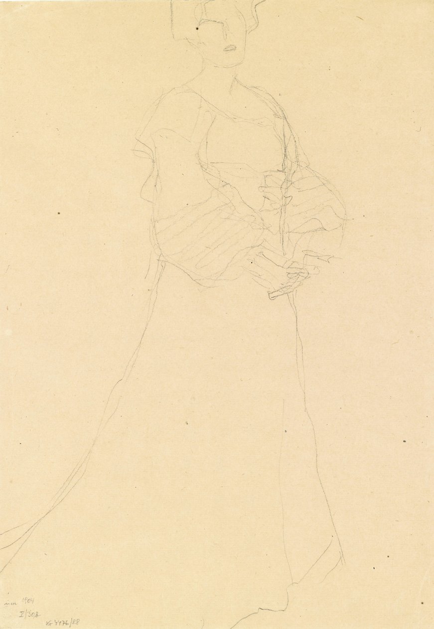 Stehende Dame nach rechts av Gustav Klimt