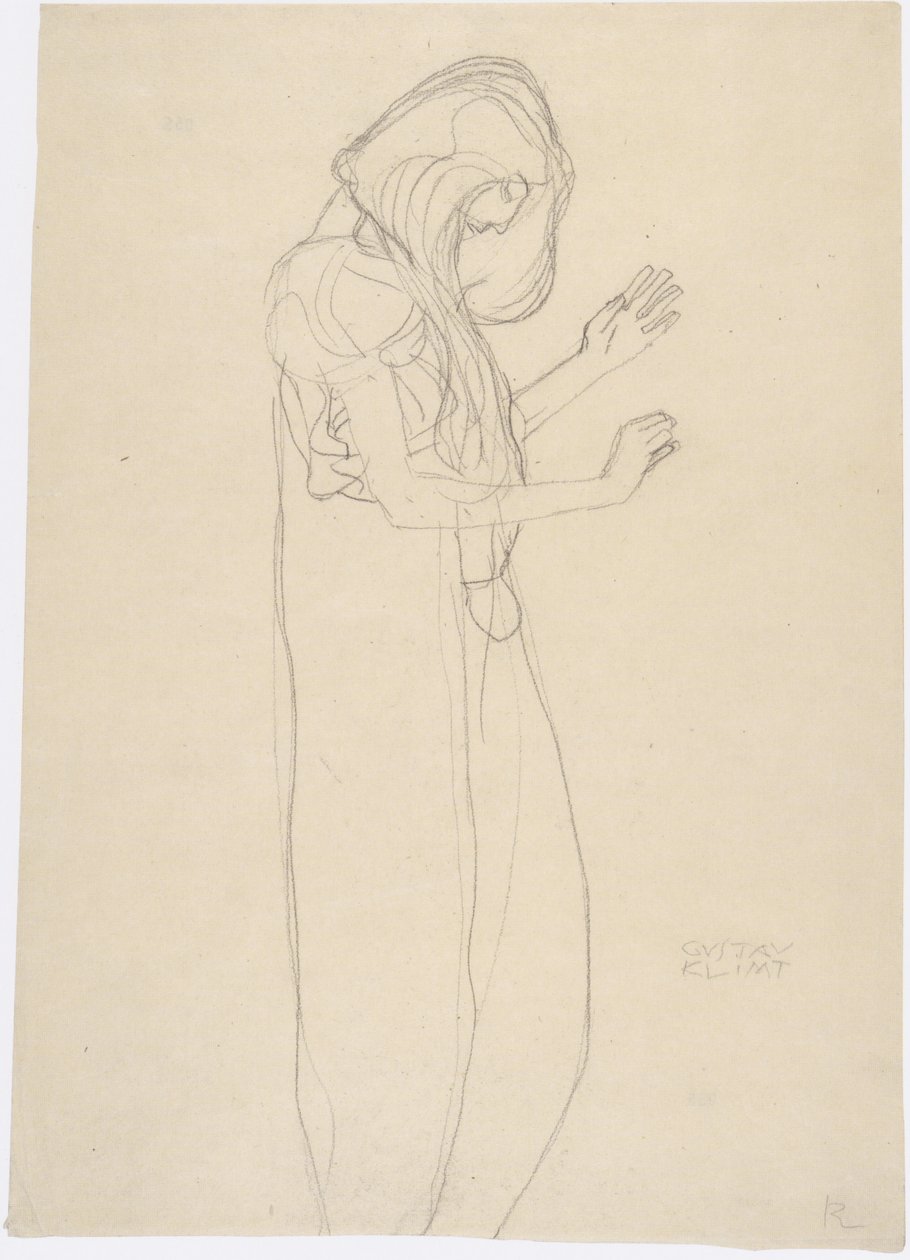 Stående kvinnlig figur till höger av Gustav Klimt