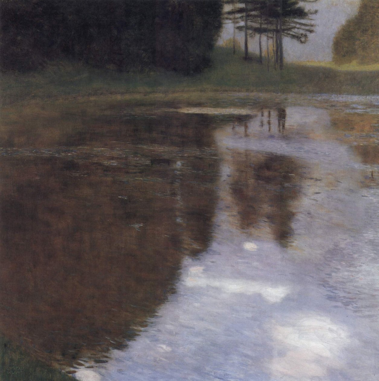 Stiller Weiher im Schloßpark von Kammer av Gustav Klimt