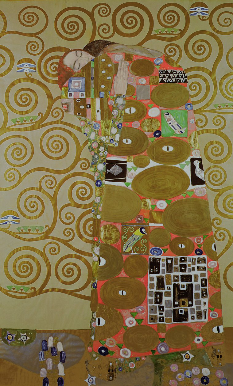 Study for Fulfilment, c.1905-09 (wc och guld på papper) (se 65884) av Gustav Klimt
