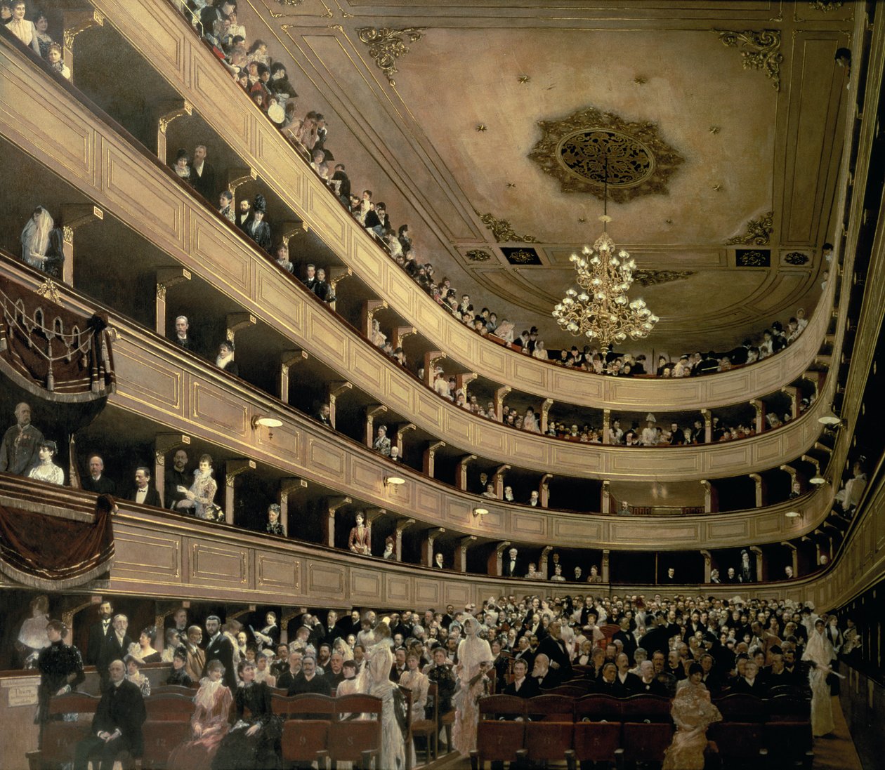Auditoriet i den gamla slottsteatern, 1888 av Gustav Klimt