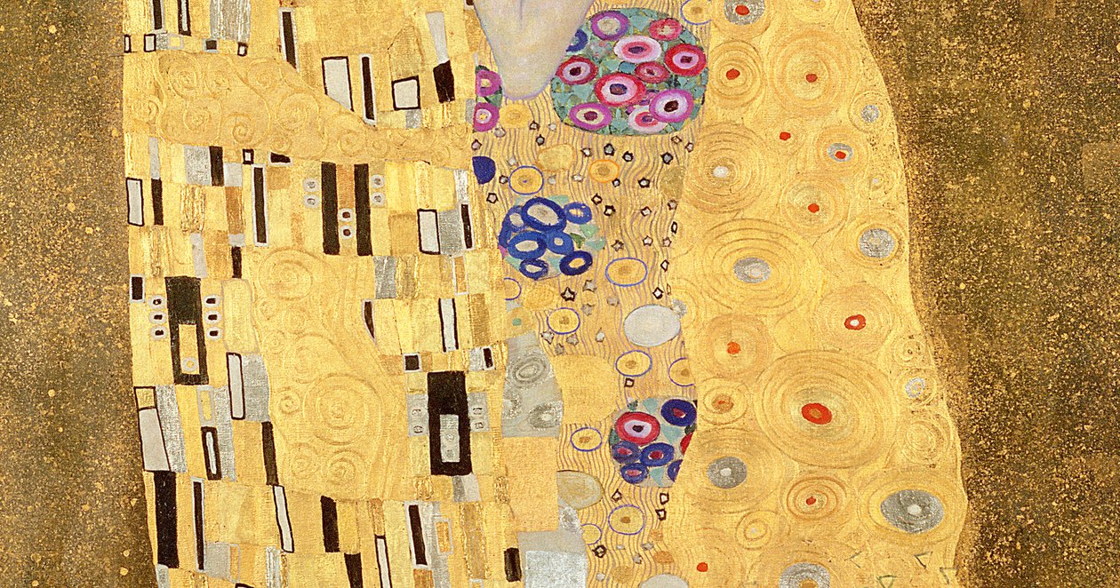 Kyssen, 1907-08 olja på duk detalj av 601 av Gustav Klimt