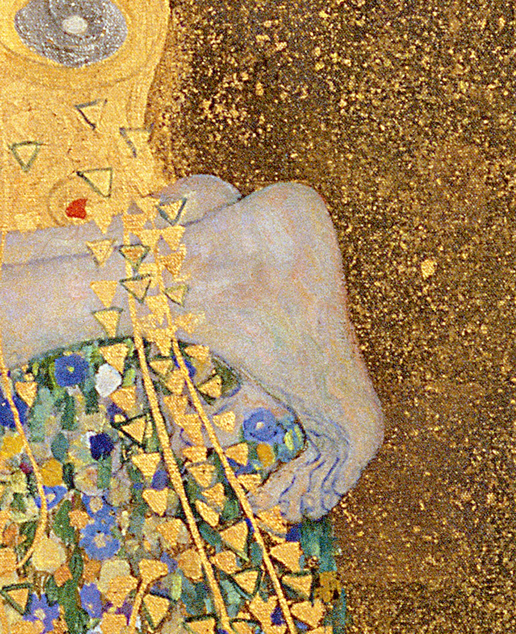 Kyssen, 1907-08 olja på duk detalj av 601 av Gustav Klimt