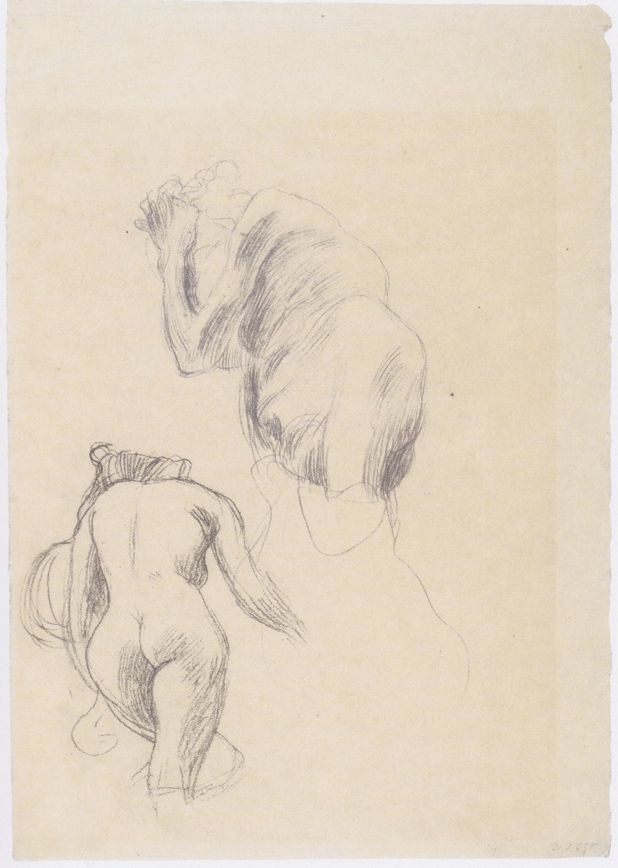 Kvinnlig naken bakifrån, desperat gubbe av Gustav Klimt