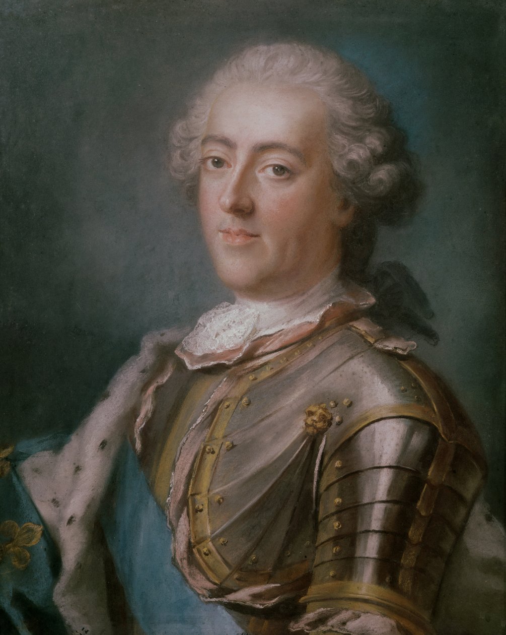 Porträtt av Ludvig XV (1710-74) kung av Frankrike (pastell på papper) (se 173609 för par) av Gustaf Lundberg