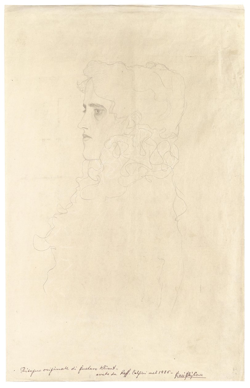 Bildnis einer Frau im Profil mit Rüschenkragen av Gustav Klimt