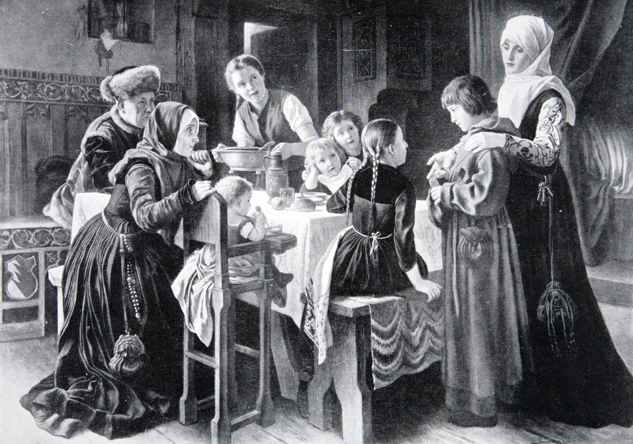 Martin Luthers barndom, illustration ur "Nationens historia". av Gustav Adolph Spangenberg