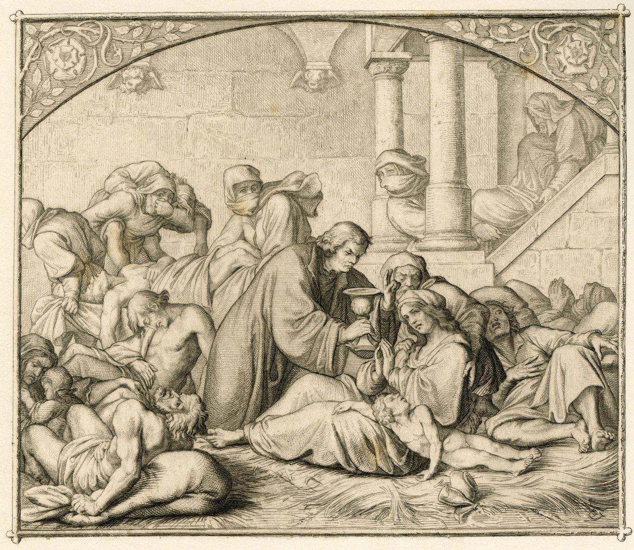 Luther med skadedjurssjuka personer i Wittenberg av Gustav Ferdinand Leopold Konig