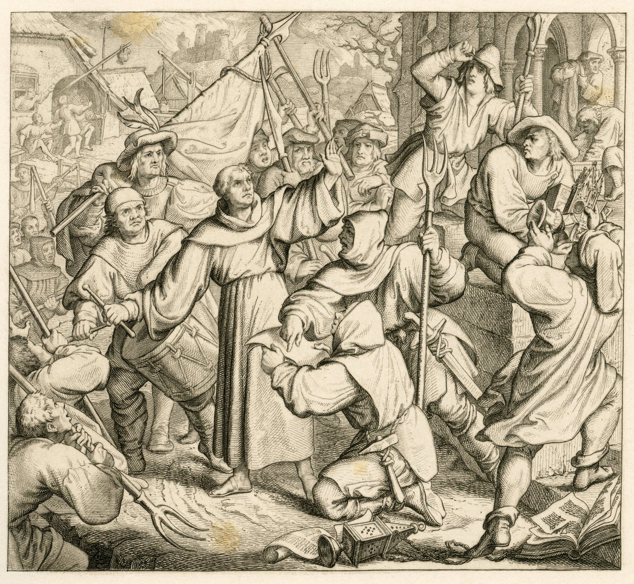 Martin Luther predikar i Seeburg mot bondekriget av Gustav Ferdinand Leopold Konig