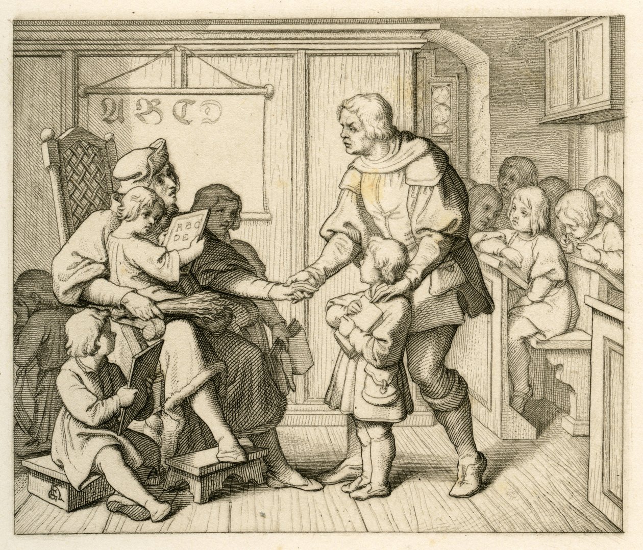 Martin Luthers inskrivning i skolan i Mansfield av Gustav Ferdinand Leopold Konig