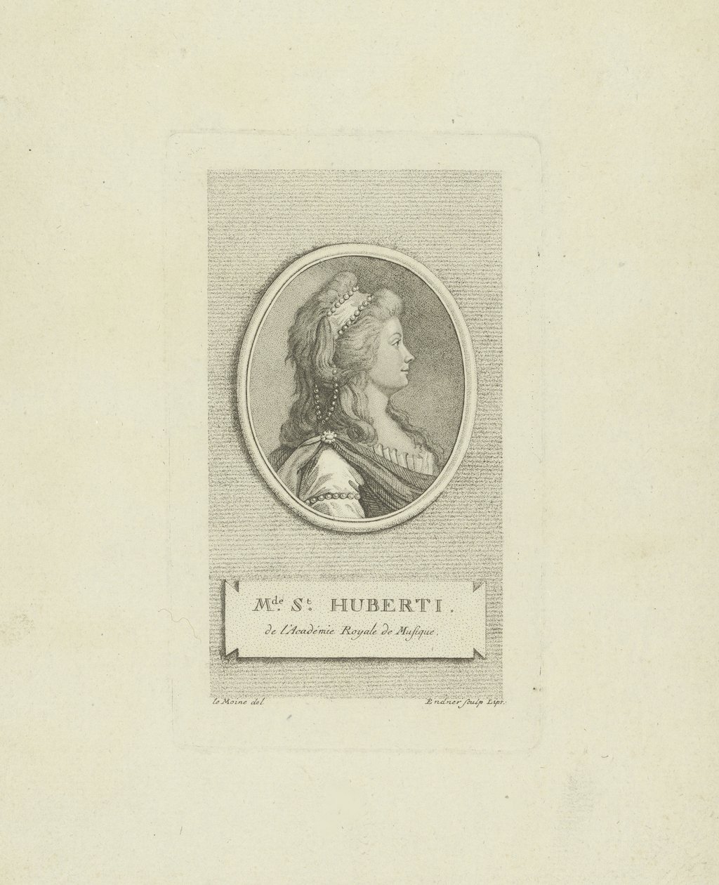 Porträtt av operasångerskan Antoinette Saint-Huberty 1756-1812, ca. 1790. av Gustav Georg Endner