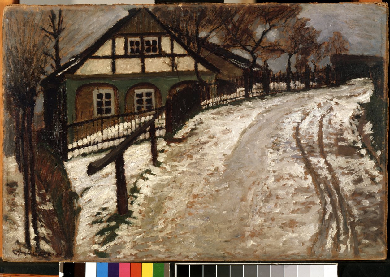 ""Töet"" (Tö) Vinterlandskap på landsbygden, när snön smälter. Målning av Gustav Holstein (1876-?) Mikalojus Konstantinas Ciurlionis Fine Arts Museum, Kaunas, Litauen av Gustav Holstein