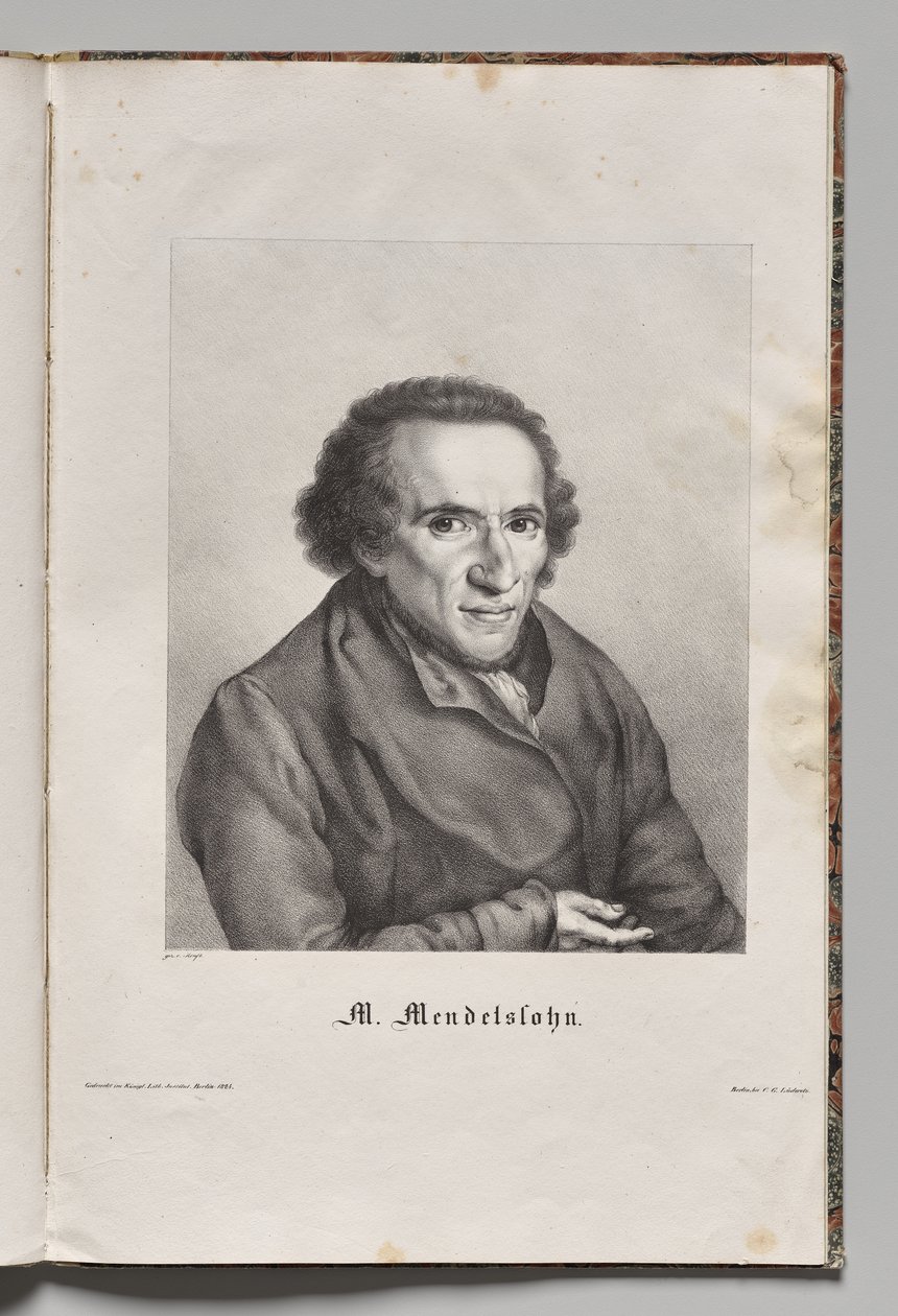 Tysklands berömda författare: Porträtt av Moses Mendelssohn av Gustav Karl Friedrich Luderitz