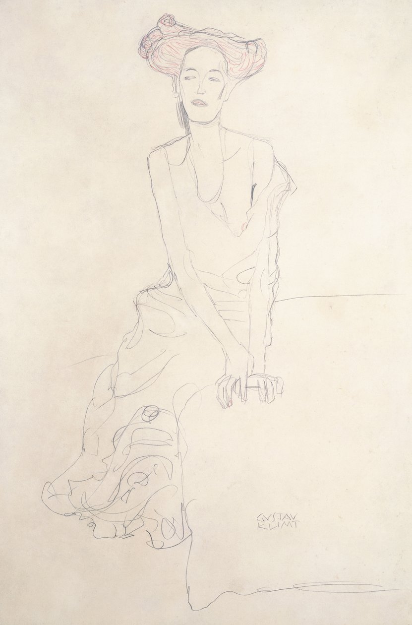 Aug Ruhubeit den unga kvinnan, försörjer sig själv med händerna, 1908 av Gustav Klimt
