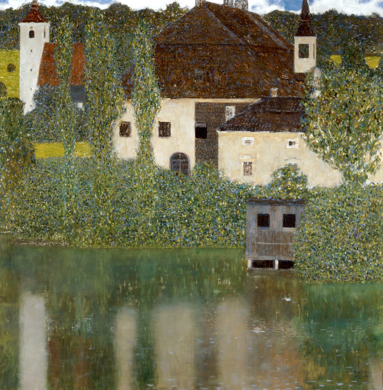 Slott vid sjön Atter, slott Unterrach vid Attersee 1908 av Gustav Klimt
