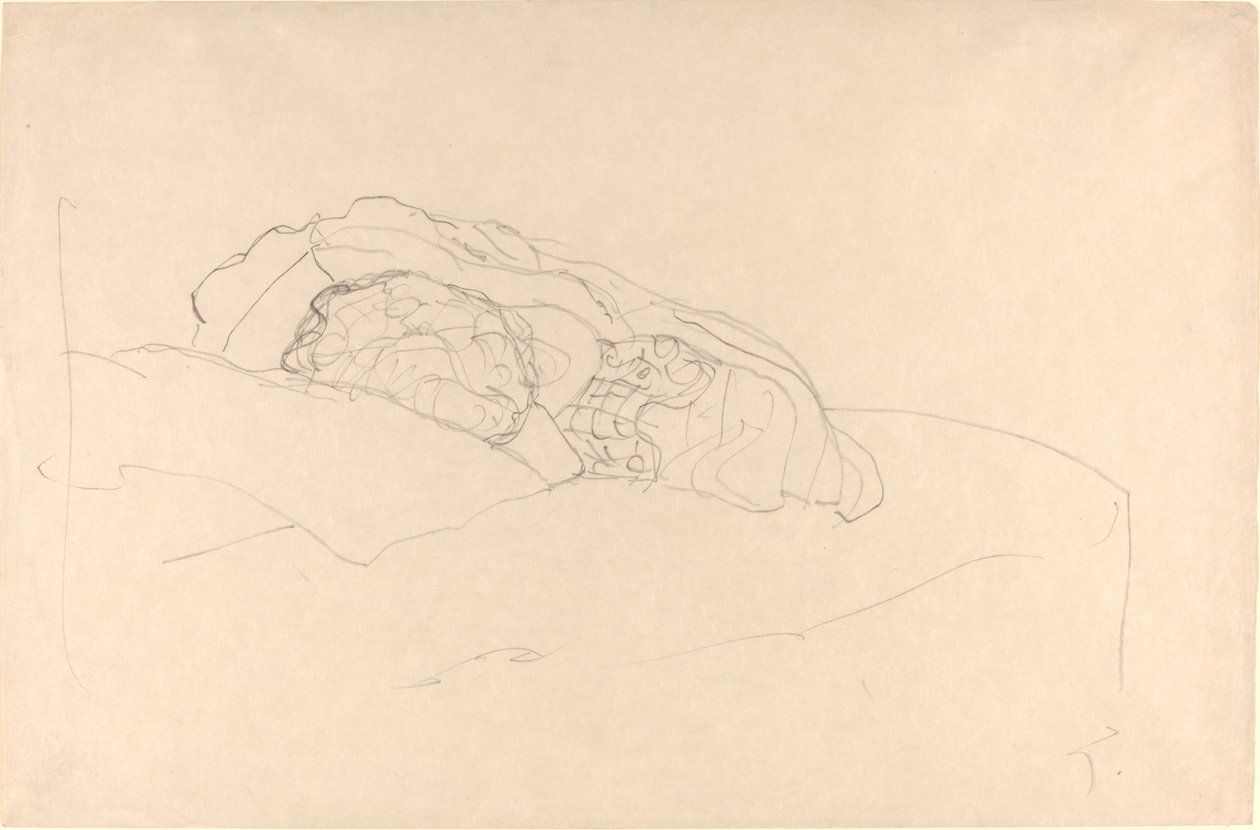 Uppkrupen flicka på sängen av Gustav Klimt