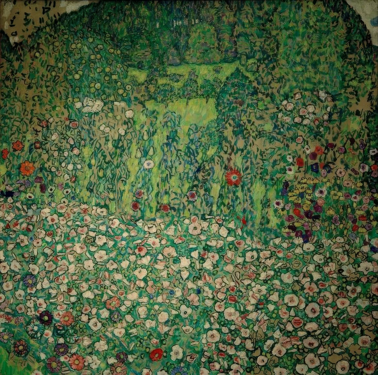 Trädgårdslandskap med en kulle av Gustav Klimt