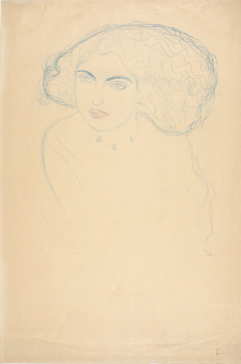 Head of a Woman, ca 1916 (färgpenna på papper) av Gustav Klimt