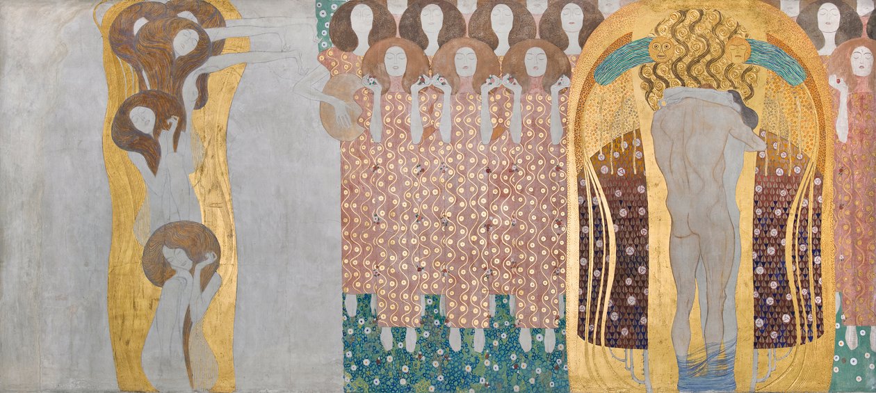 Här är en kyss till hela världen!, detalj av Beethoven-frisen av Gustav Klimt