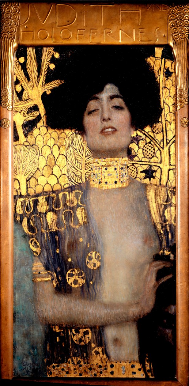 Judith and the Head of Holofernes (Jodith I o Judith und Holofernes) Målning av Gustav Klimt (1862-1918) 1901 Sön. 84x42 cm Oesterreichische Gallery im Belvedere, Wien, Österrike av Gustav Klimt