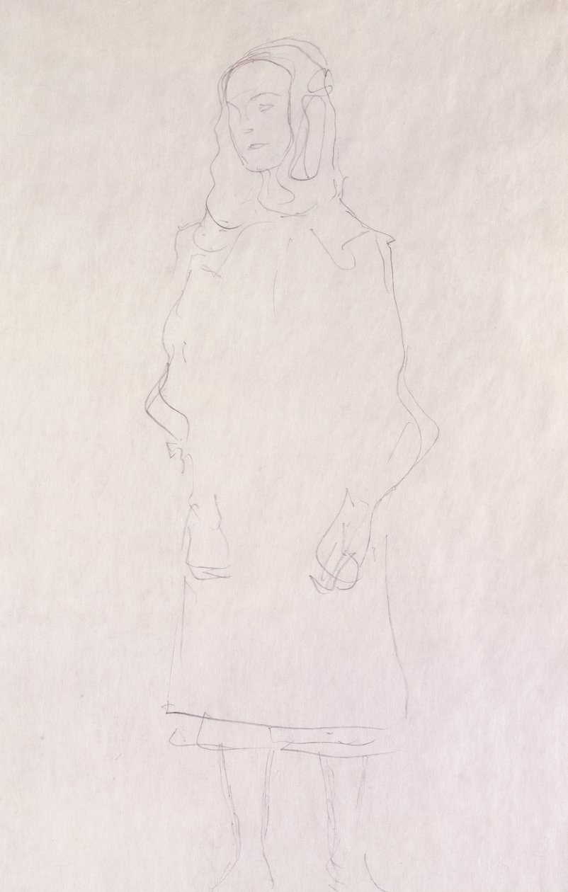 Mada Primavesi, ca 1925 (penna på glittrigt japanskt papper) av Gustav Klimt