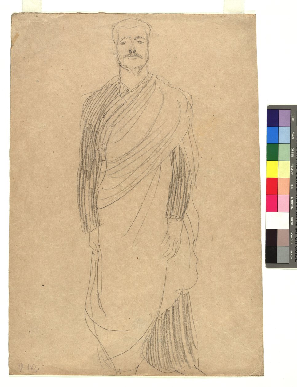 Mann in drapiertem Kostüm av Gustav Klimt