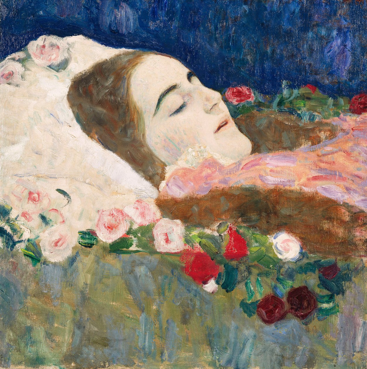 Fröken Ria Munk på sin dödsbädd; Fraulein Ria Munk på sin dödsbädd, c.1910 av Gustav Klimt
