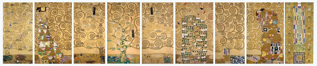 Nio arbetsritningar över utförandet av en mosaikfrise för matsalen i Stoclet House i Bryssel av Gustav Klimt