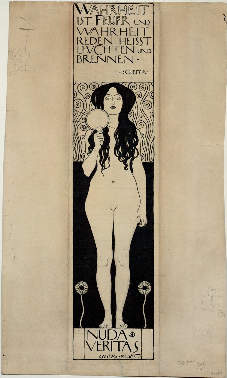 Nuda Veritas, studie till en senare oljemålning av Gustav Klimt
