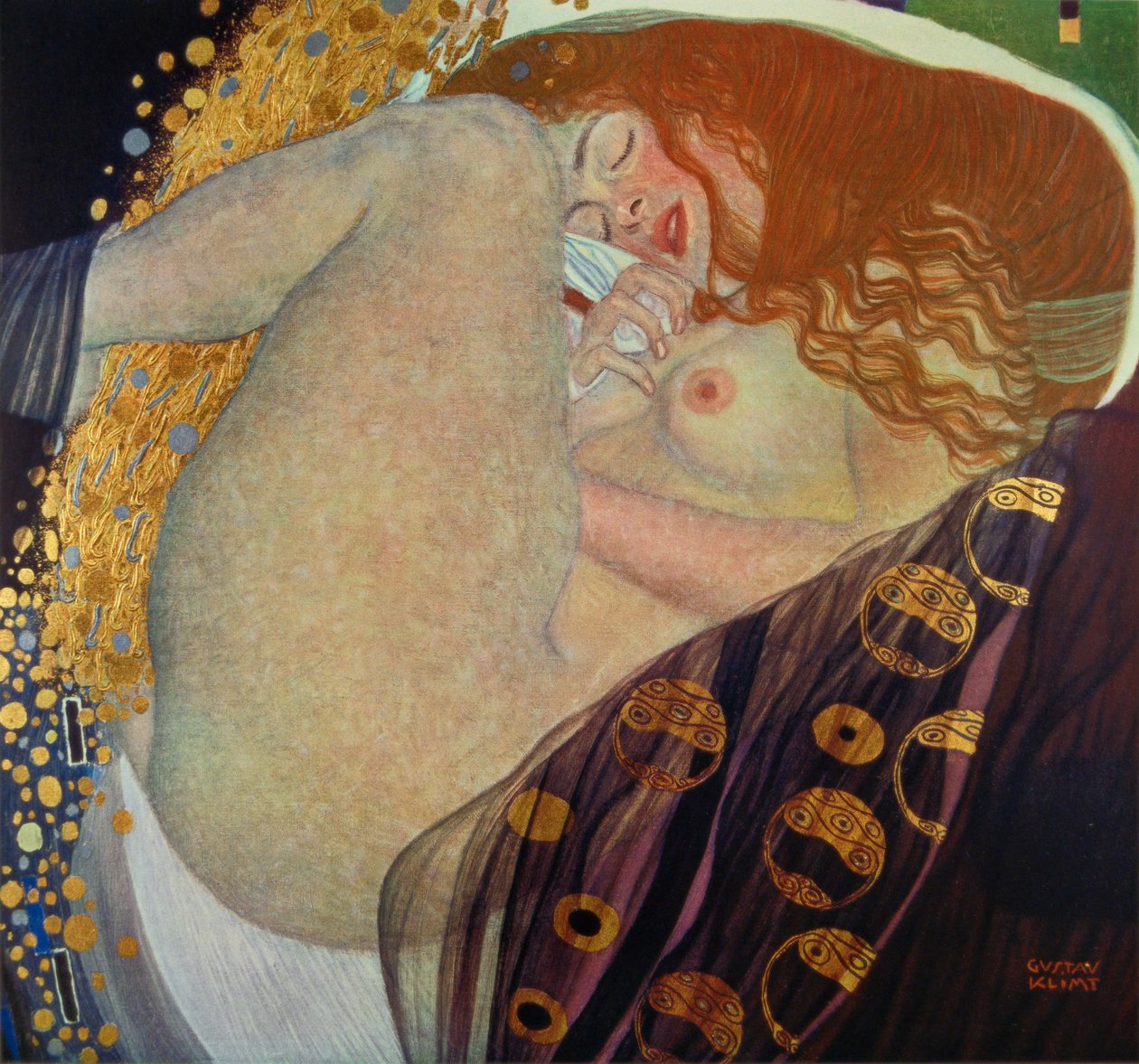 Fotogravyr efter målningen Danae av Gustav Klimt