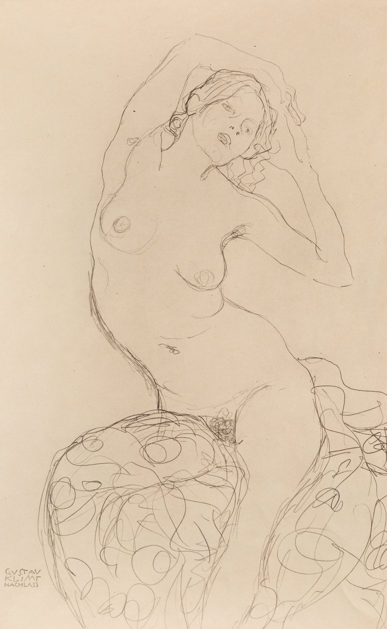 Sittande naken, ca 1914-1916. av Gustav Klimt