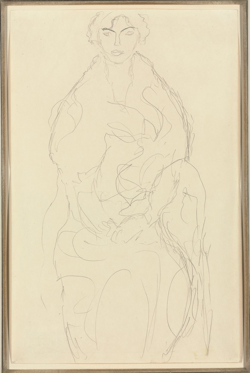 Sittande kvinna framifrån, c.1917-18 av Gustav Klimt