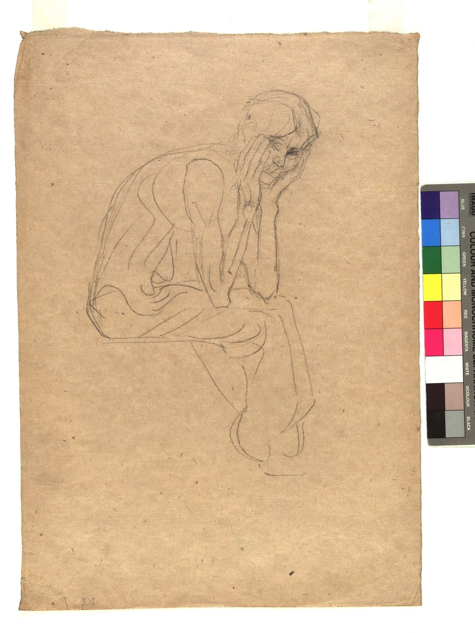 Sitzende Gestalt mit in die Hände gestütztem Kopf av Gustav Klimt
