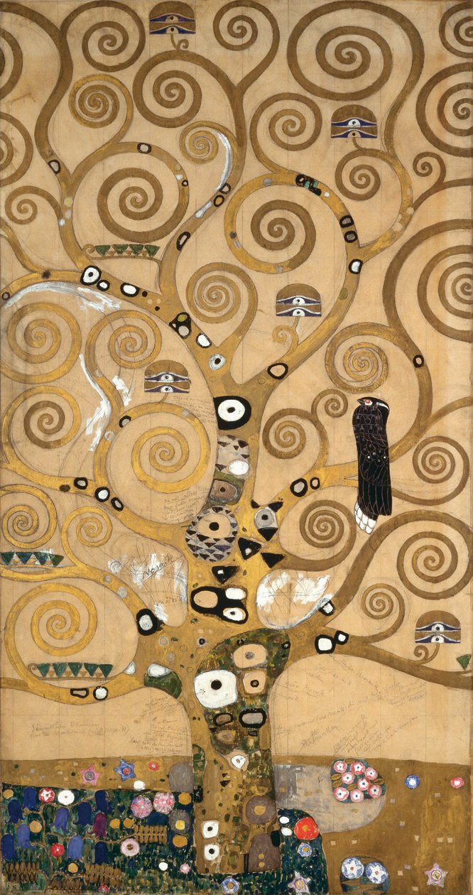 Skisser till frisen för Palais Stoclet i Bryssel, Belgien (akvarell och blyerts på papper) av Gustav Klimt