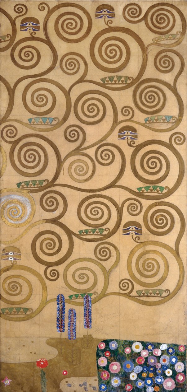 Skisser till frisen för Palais Stoclet i Bryssel, Belgien (akvarell och blyerts på papper) av Gustav Klimt