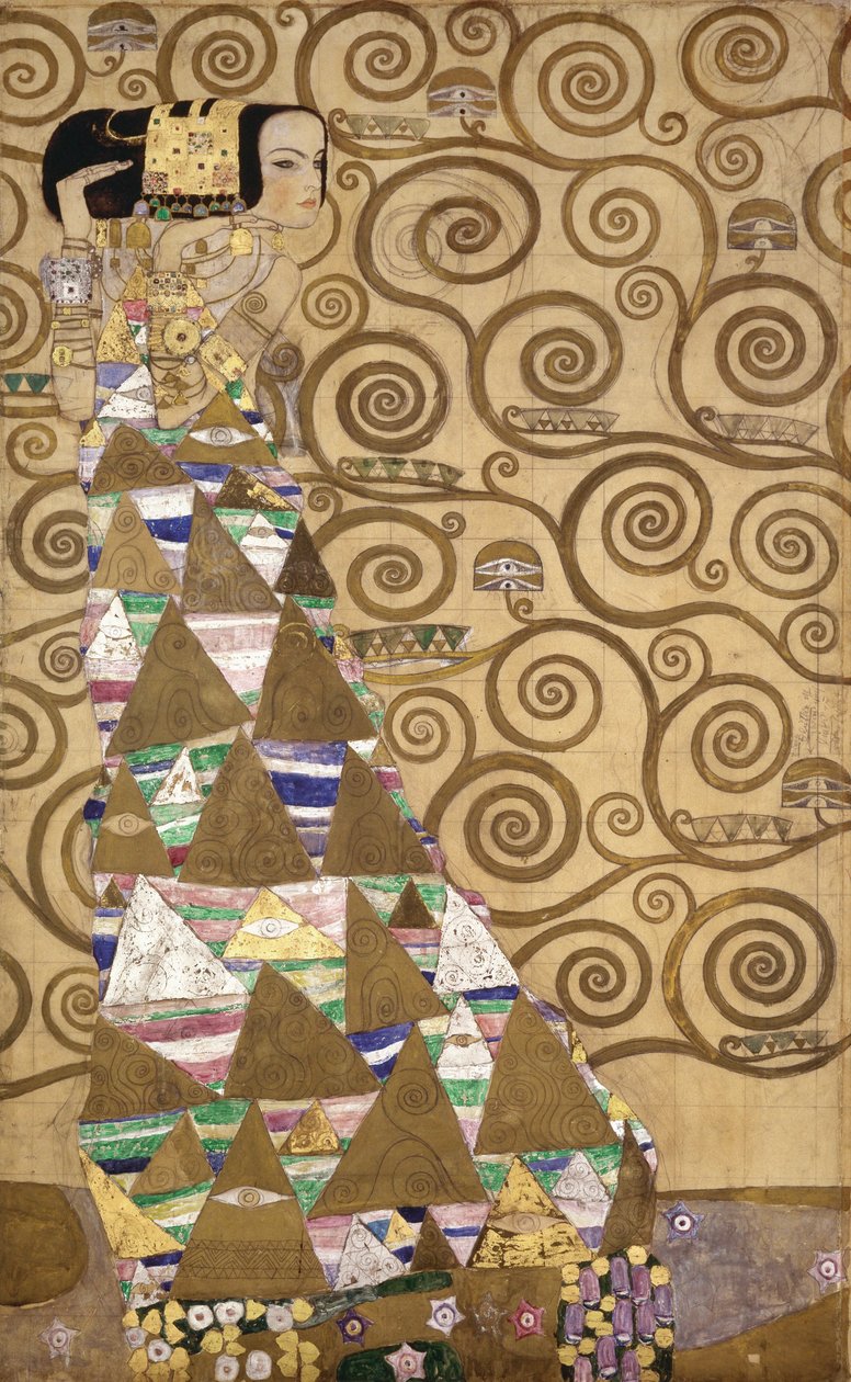 Skisser till frisen för Palais Stoclet i Bryssel, Belgien (akvarell och blyerts på papper) av Gustav Klimt