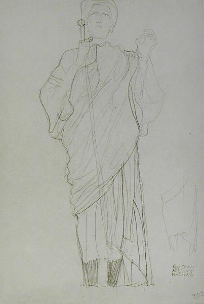 Stående Kvinna Håller Svärd av Gustav Klimt
